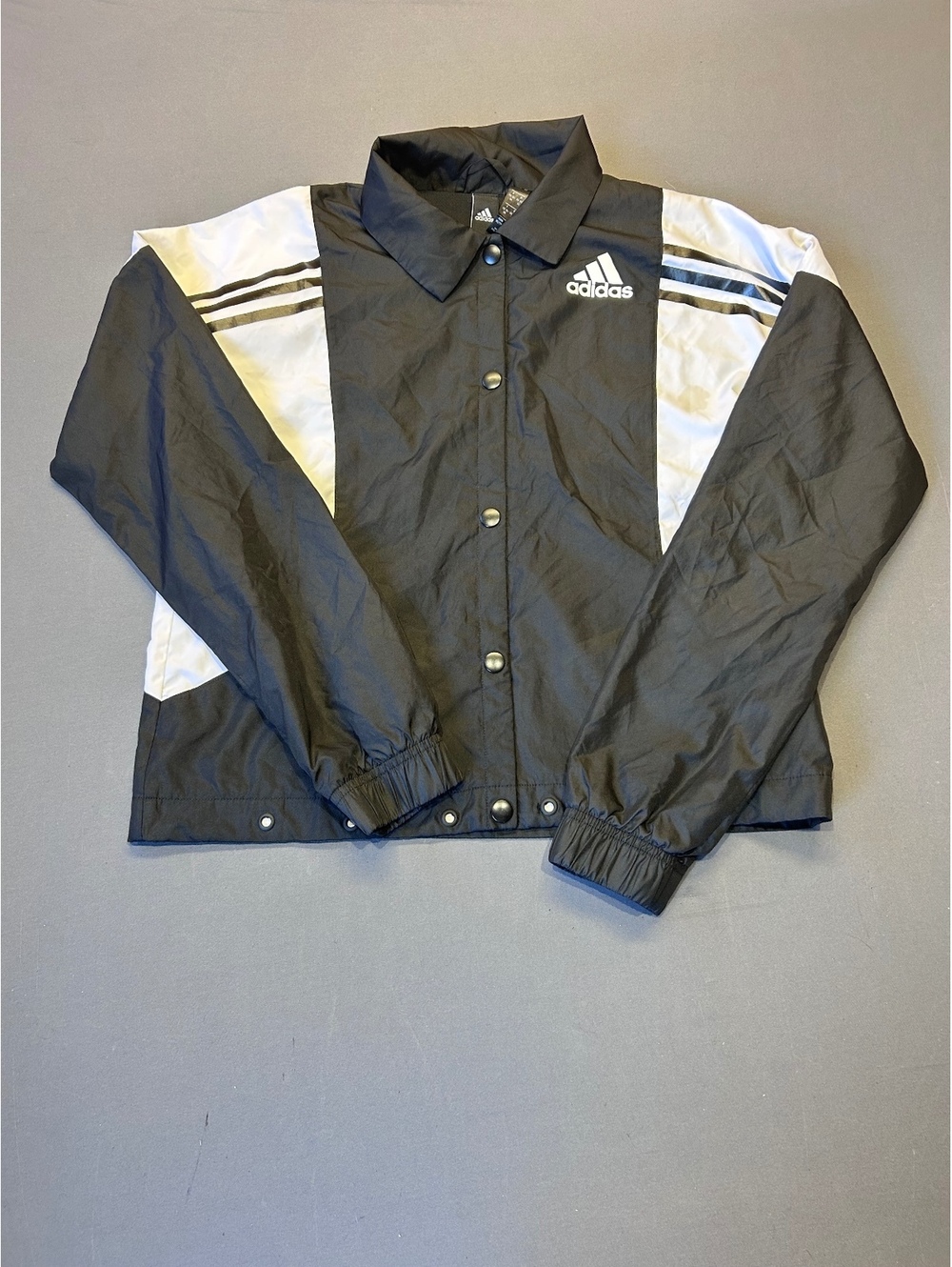 Adidas Vintage Black and White Windbreaker Jacket with Logo